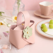 ギフト袋 単品 ギフトバッグ レディース 女性 持ち手付き 小さめ 小型 お花風 フラワー風 レザー調 フェイクレザー かわいい 可愛い おしゃれ シンプル 結婚式 ギフト プレゼント