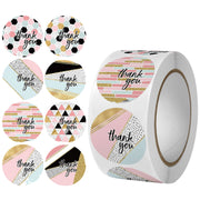 ギフトシール サンキューシール ロール 500枚入り ラベル ラッピング用品 thankyou ありがとう 感謝 プレゼント 贈り物 円形 丸型 英字 おしゃれ かわいい 装飾 デコレーション お祝い 手紙 ショップ 業務用 お店