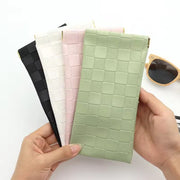 メガネケース 眼鏡ポーチ サングラスケース 老眼鏡入れ 小物入れ PUレザー バネ口 ソフト 収納 携帯 持ち運び便利 チェック柄