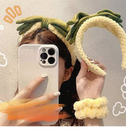 ヘアバンド リストバンド カチューシャ 洗顔用 洗顔グッズレディース 女性 化粧 メイク パイナップル イエロー ユニーク かわいい