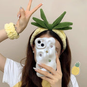 ヘアバンド リストバンド カチューシャ 洗顔用 洗顔グッズレディース 女性 化粧 メイク パイナップル イエロー ユニーク かわいい