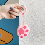 Airpods用ケース イヤホンケース 猫 ネコ 肉球 エアポッズ用 airPodsPro用 カバー airPods2 リング ストラップ付 充電対応 ねこ かわいい キュート シリコン 傷防止 保護ケース 汚れ防止 持ち歩き イヤホンアクセサリー