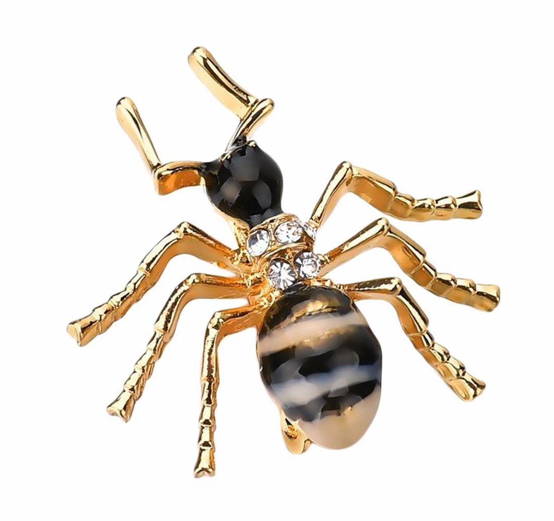 ブローチ レディース アクセサリー ピンバッチ アリ 蟻 昆虫 ストーン ファッション雑貨 おしゃれ かわいい ギフト ゴールド