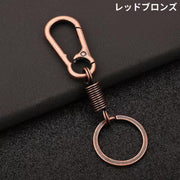 キーホルダー キーリング 金属製 カラビナフック スプリング バネ コイル スマートキー 鍵 車 バイク 自転車 紛失防止 おしゃれ