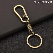 キーホルダー キーリング 金属製 カラビナフック スプリング バネ コイル スマートキー 鍵 車 バイク 自転車 紛失防止 おしゃれ