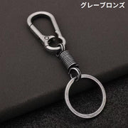 キーホルダー キーリング 金属製 カラビナフック スプリング バネ コイル スマートキー 鍵 車 バイク 自転車 紛失防止 おしゃれ