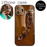 iPhoneケース iPhoneカバー スマホケース スマホカバー スマホホールドチェーン 落下防止 保護 べっ甲柄 ユニセックス かわいい