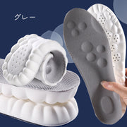 インソール 中敷き シューズ用品 ブラック グレー 柔らかい 厚め 弾力 通気性 吸水性 フィット感 サイズ調整可能