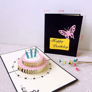グリーティングカード メッセージカード 誕生日 バースデー 記念日 お祝い カード 立体 飛び出す ケーキ 3D