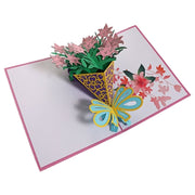 グリーティングカード メッセージカード 3D立体 ポップアップ 飛び出す 花束 ブーケ 木 ツリー 感謝 お祝い 結婚式 誕生日