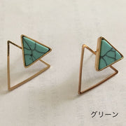 ピアス スタッドピアス アクセサリー レディース 女性 耳飾り 丸型 三角 四角 ラウンド サークル スクエア 大理石風 ゴールドカラー おしゃれ シンプル 大人 上品 きれいめ 可愛い ファッション雑貨 ギフト プレゼント 誕生日 パーティー お呼ばれ マーブル模様 女子 女の子 ホワイト グリーン Pierce