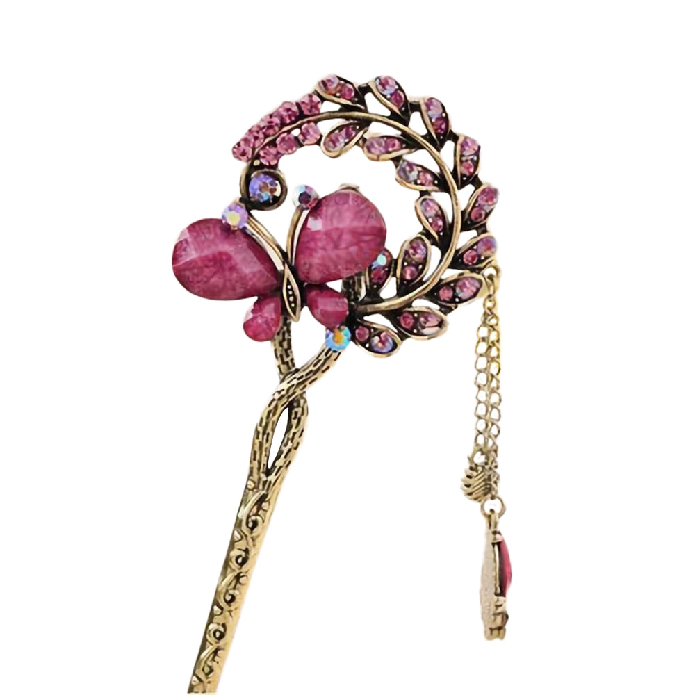 かんざし 簪 ヘアアクセサリー 髪飾り ヘアアレンジ 和装 蝶々×パープル バリエーション画像