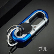 カラビナ キーホルダー リング ロック式 外れにくい 金属製 アウトドア 登山 クライミング キャンプ 釣り 旅行 アウトレジャー 多用途 便利