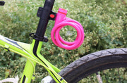 ワイヤーロック ブラケット付き 鍵式 自転車用品 ケーブルロック カギ 盗難防止 施錠 クロスバイク マウンテンバイク ロードバイク 折りたたみ自転車 サイクリング セキュリティー カラフル ブラック ピンク ブルー イエロー グリーン 黒 青 黄色 緑