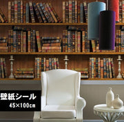 壁紙シール 壁紙 おしゃれ壁紙 本棚 本 プチDIY プチリフォーム 模様替え ウォールステッカー ウォールシート 壁 シック リビング 寝室 キッチン お手軽 男前