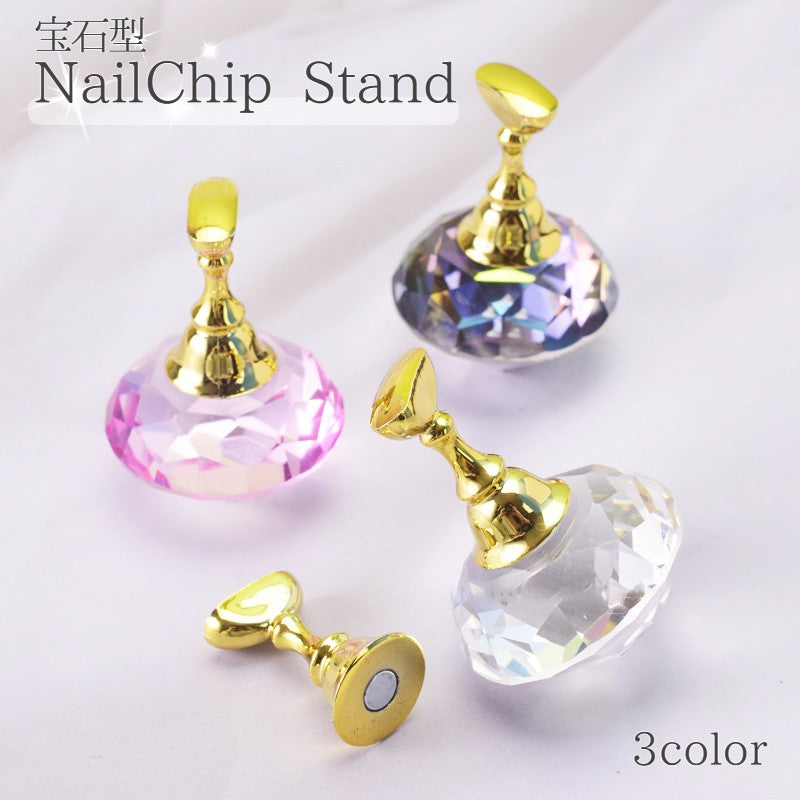 チップスタンド 5個セット ピンク クリア 宝石風 ネイルアート ネイルチップ ディスプレイ 撮影用小道具 安定感