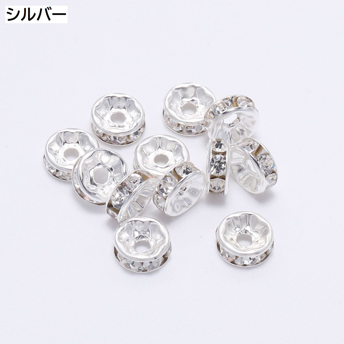 ロンデル 50個セット アクセサリーパーツ 平型 ラインストーン キラキラ 商品画像4