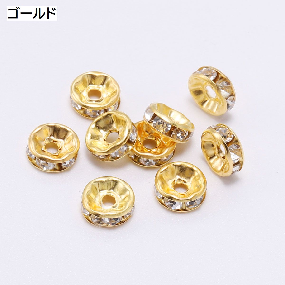 ロンデル 50個セット アクセサリーパーツ 平型 ラインストーン キラキラ 商品画像5