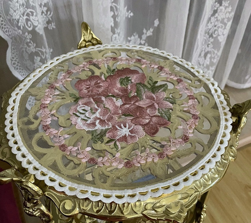 ドイリー テーブルセンター 花柄 刺繍 丸レース 花瓶敷き 商品画像5