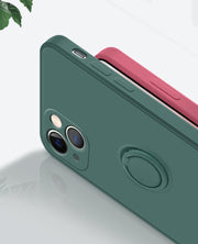 iPhoneケース カバー スマートフォンケース スマホケース スマホカバー 携帯カバー スマホリング リング付きケース 背面保護 傷防止 耐衝撃 無地 シンプル おしゃれ 可愛い ブラック グリーン