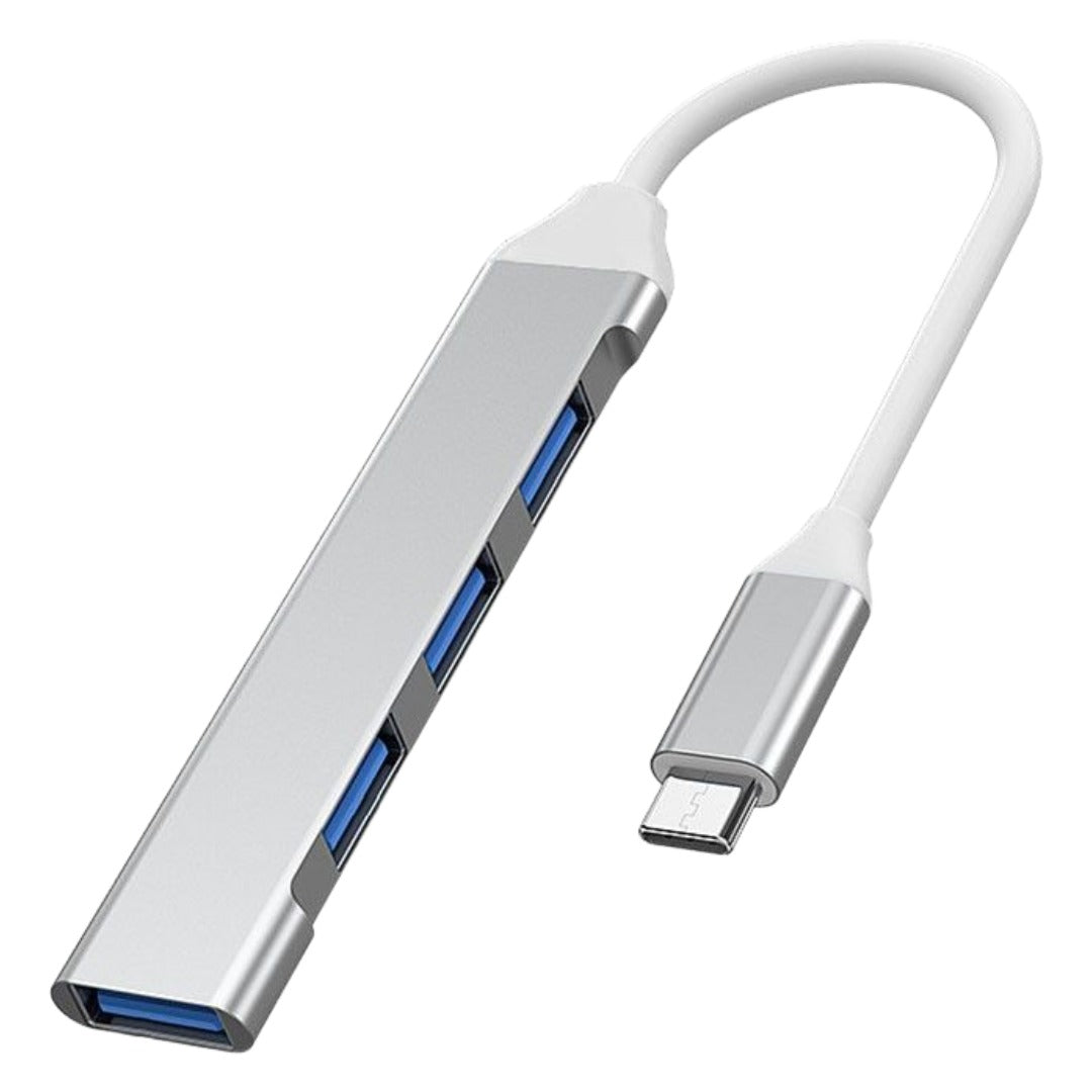USBハブ Type-C用 Type-A用 4in1 TypeC用 タイプC用 パソコン周辺機器 パソコンアクセサリー 4ポート シルバーカラー グレー コネクタ USB3.0用 コンパクト