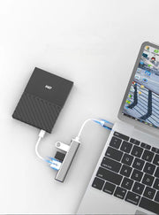 USBハブ Type-C用 Type-A用 4in1 TypeC用 タイプC用 パソコン周辺機器 パソコンアクセサリー 4ポート シルバーカラー グレー コネクタ USB3.0用 コンパクト