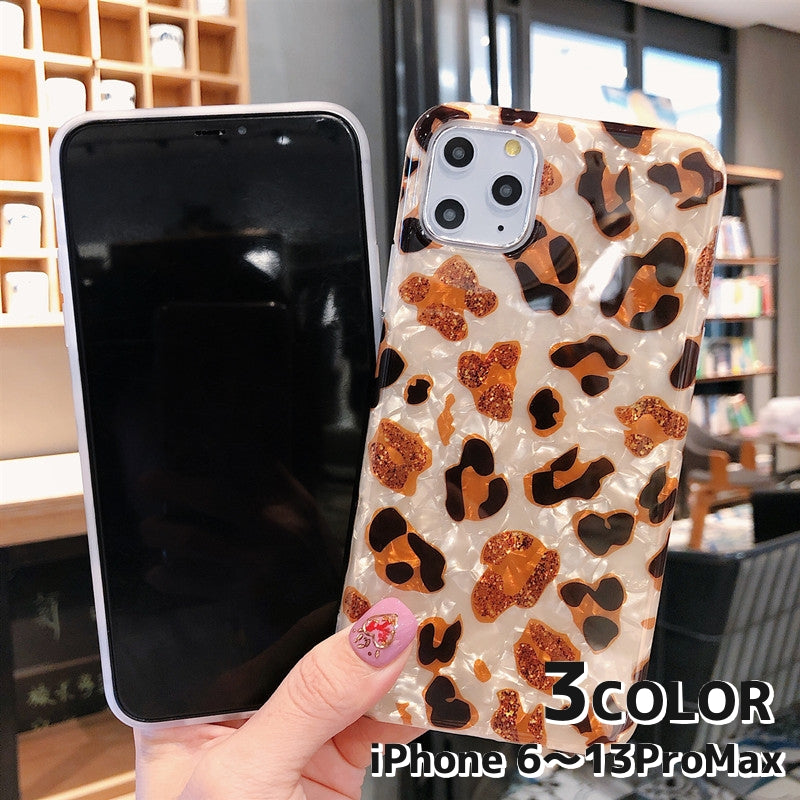 iPhoneケース iPhoneカバー スマホケース スマホカバー 背面保護 傷予防 傷防止 ヒョウ柄 ラメ入り かわいい おしゃれ TPU アイフォン スマートフォン