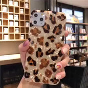 iPhoneケース iPhoneカバー スマホケース スマホカバー 背面保護 傷予防 傷防止 ヒョウ柄 ラメ入り かわいい おしゃれ TPU アイフォン スマートフォン