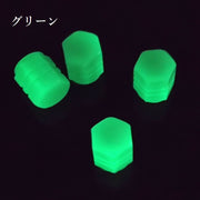 タイヤバルブキャップ エアバルブ 同色4個セット 車用品 キャップ カバー タイヤ カスタム バルブカバー 蓄光 夜光 エアーバブル ホイール ドレスアップ お洒落 かっこいい ナイトツーリング 自転車 タイヤ カー用品