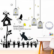 ウォールステッカー 壁ステッカー 壁紙シール シール式 猫 ネコ 鳥小屋 杭 音符 ルームデコレーション ウォールデコレーション 可愛い お洒落 貼り付け簡単 DIY 模様替え 飾り付け 壁面装飾 壁装飾 室内装飾 イメージチェンジ 雑貨