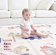 プレイマット クッションマット セーフティーマット カーペット ベビー 赤ちゃん 折りたたみ式 コンパクト収納 リバーシブル 両面プリント入り 衝撃吸収 ベビー用品 インテリア 防水 アニマル おしゃれ かわいい 保育園 リビング 子供部屋