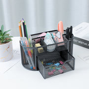 ペンホルダー ペン立て 鉛筆立て 収納ボックス 文房具 事務用品 机上収納 メッシュ 引き出し付き 小物収納 キッズ 学習机 オフィス パソコン机
