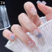 ネイルチップ つけ爪 24枚セット 12サイズ 貼るネイル 可愛い おしゃれ リボン ハート 蝶 花 星 ビジュー ラメ パール調