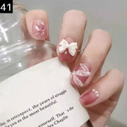 ネイルチップ つけ爪 24枚セット 12サイズ 貼るネイル ラインストーン リボン ハート 蝶 花 ラメ かわいい おしゃれ