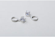ペンダントトップ フープピアス リングピアス 2点セット レディース アクセサリー キューブ型チャーム ビジュー シルバーカラー お洒落 きれいめ 上品