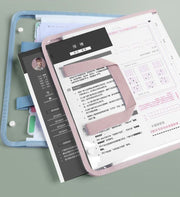 ドキュメントファイル ファイルケース 書類ケース 文具 事務用品 バッグ型 大容量 持ち手付き A4 横型 縦型 じゃばら 仕切り クリア 無地 シンプル 便利 ピンク ブルー グリーン アズキ