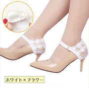 ハイヒールストラップ パンプス シューズストラップ アンクルストラップ 両足用 靴脱げ防止 歩きやすい レディース 女性 婦人用 ストラップベルト フラワー レース 簡単装着 サイズ調子可能 かわいい エレガント 上品