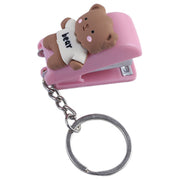 ホッチキス キーホルダー キーチェーン型 ホチキス 10号針対応 ミニサイズ コンパクト 携帯 小さめ ステーショナリー用品 文房具 おしゃれ かわいい キーリング 女の子 クマ ウサギ ギフト 贈り物 プレゼント