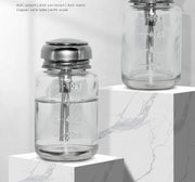 ポンプディスペンサー プレスボトル ネイルリムーバー 80ml ネイルアート用品 ジェルネイル ガラス製 空容器 ネイルクリーナー ポンプボトル 押し下げ 液体保存容器