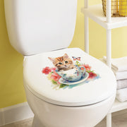 ウォールステッカー トイレステッカー ネコ 猫 キャット フラワー お花 カップ トイレシール ウォールシール 壁紙シール 便座 便器 タンク おしゃれ かわいい DIY インテリア 装飾