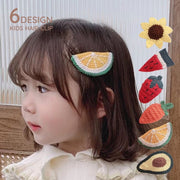 ヘアピン パッチン留め ヘアアクセサリー キッズ 子供用 女の子 髪留め 髪飾り ニット編みモチーフ フルーツ 野菜 かわいい