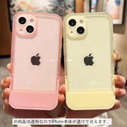 iPhoneケース スマホケース スタンド機能 折りたたみ クリア 透明 背面保護 傷防止 汚れ防止 シンプル おしゃれ パステルカラー ホワイト ブラック ピンク ブルー