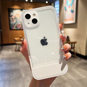 iPhoneケース スマホケース スタンド機能 折りたたみ クリア 透明 背面保護 傷防止 汚れ防止 シンプル おしゃれ パステルカラー ホワイト ブラック ピンク ブルー