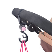 ベビーカー用フック 2個セット バギーフック 荷物掛けフック バッグホルダー マジック テープ 360度回転 シンプル 無地 ベビーグッズ ベビーカーグッズ 便利グッズ おでかけ 買い物 ベビーカーアクセサリー