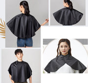 散髪ケープ ヘアーエプロン 袖なし レディース メンズ マジック テープ ヘアカラー 毛染め 美容室 業務用 家庭用 サロン用 自宅用 セルフカット ブラック 黒 シンプル 無地