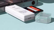 SDカードリーダー メモリーカードリーダー USB3.0 外付け 2in1 ライト付き リチウム シンプル パソコン PC データ 転送 移行 保存 バックアップ SDカード microSDカード メモリーカード