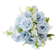 造花 フェイクフラワー バラ 薔薇 ローズ フラワー 1束 花飾り アーティフィシャルフラワー アートフラワー 葉付き リーフ インテリア雑貨 フラワーアレンジメント 人工 枯れない お祝い プレゼント 贈り物 リビング 玄関 おしゃれ かわいい 緑 ピンク 青 紫 オフホワイト ピンク