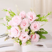 造花 フェイクフラワー バラ 薔薇 ローズ フラワー 1束 花飾り アーティフィシャルフラワー アートフラワー 葉付き リーフ インテリア雑貨 フラワーアレンジメント 人工 枯れない お祝い プレゼント 贈り物 リビング 玄関 おしゃれ かわいい 緑 ピンク 青 紫 オフホワイト ピンク