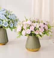 造花 フェイクフラワー バラ 薔薇 ローズ フラワー 1束 花飾り アーティフィシャルフラワー アートフラワー 葉付き リーフ インテリア雑貨 フラワーアレンジメント 人工 枯れない お祝い プレゼント 贈り物 リビング 玄関 おしゃれ かわいい 緑 ピンク 青 紫 オフホワイト ピンク