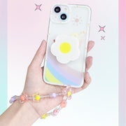 スマホ用リストストラップ 携帯ストラップ レディース 女性 スマホアクセサリー スマホ周辺雑貨 スマホ関連雑貨 ビーズ 落下防止 フラワー お花 カラフル レインボー ピンク ブルー シンプル カジュアル ポップ ガーリー 可愛い キュート おしゃれ